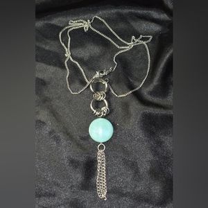 Teal Long Chained Necklace